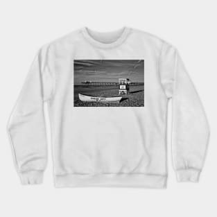 A Beach Scene In Black And White Crewneck Sweatshirt